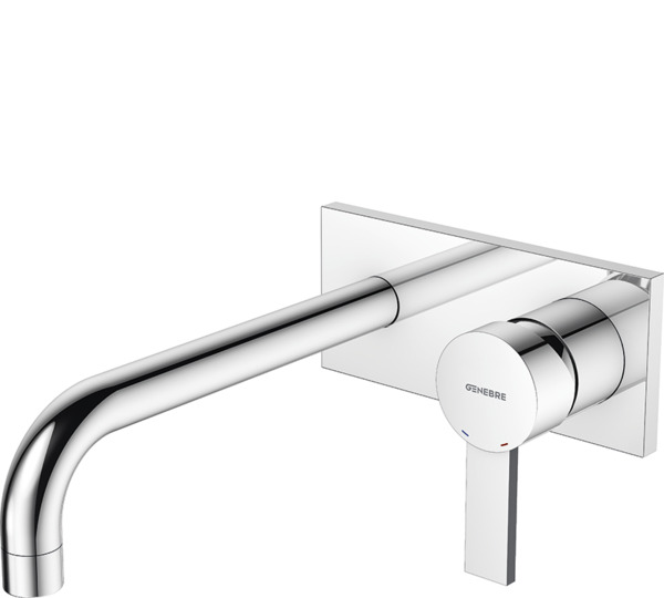 Monomando de lavabo empotrado caño 22 cm Cromado Tau 2